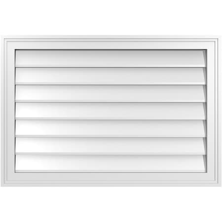 Ekena Millwork Vertical Surface Mount PVC Gable Vnt: Non-Functional, w/2"W x 1-1/2"H, Brickmould Frame, 32"W x 22"H GVPVE32X2202SN